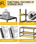 Power Tool Organizer For Wall Mounted Garage, 4 Drill Holders, showcasing strong load capacity and metal steel features.