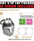 Mando Style Universal Car Start Button Cover 3D Design In Silver, Protective Start Stop Button Shield For Cars, Child Safety Saver, Easy Interior Decor Upgrade, Fits Most Models. Silver zinc alloy cover with adhesive pads and wipes