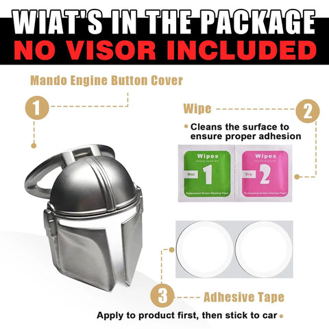 Mando Style Universal Car Start Button Cover 3D Design In Silver, Protective Start Stop Button Shield For Cars, Child Safety Saver, Easy Interior Decor Upgrade, Fits Most Models. Silver zinc alloy cover with adhesive pads and wipes