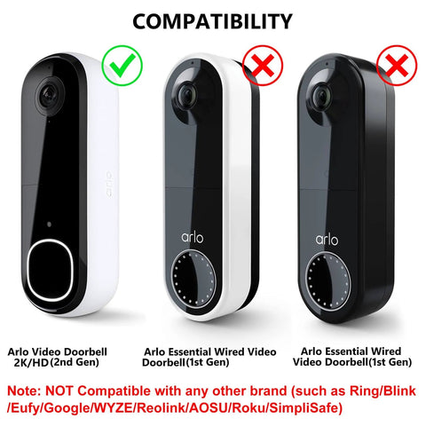 Anti Theft Doorbell Bracket For Arlo Video Doorbell 2K 2nd Gen, Easy No Drill Mount, Weatherproof Protection For Outdoor Or Indoor Use, Built In Anti Theft Screw For Extra Security, Ideal For Homes Apartments And Rentals compatibility guide