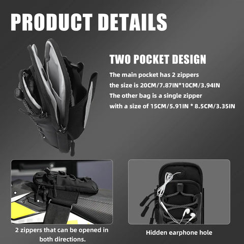 Universal Battery Frame Bag For Electric Dirt Bikes And Ebikes Grab And Go Storage Fits Yozma IN10 IN10 Pro Soleil01 Surron Light Bee S And X Ultra Bee E Ride Pro S SR Hyper Bee Talaria Sting MX3 MX4 MX5 Pro, two-pocket black nylon