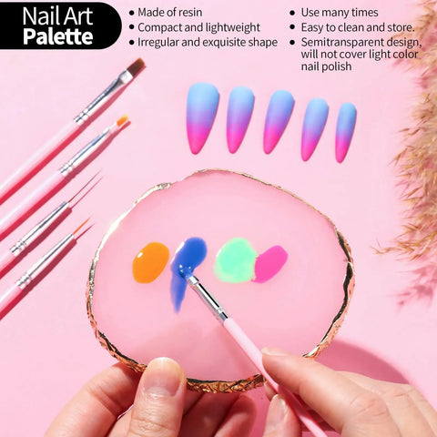 All-In-One Nail Art Kit With 15 Brushes, 5 Dotting Tools, Magnetic Nail Stands, Nail Holder And Palette Essential Nail Design Tools shown
