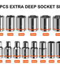 One Quarter Inch Drive Metric Master Socket Set, 14 Piece Shallow 6 Point Hex Socket Kit Covering 4mm To 15mm displayed vertically