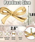 Vintage Bow Shaped Dresser Knob in Antique Gold, 2.6" size, solid zinc alloy, product dimensions shown.