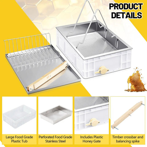 Beekeeping Uncapping Station All In One For Easy Honey Harvesting With Deep And Shallow Plastic Trays Stainless Steel Tray Strainer
