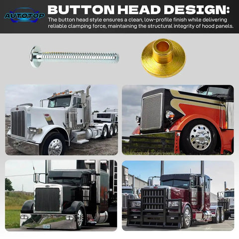 Peterbilt 379 Compatible 3 16 Inch Medium Flange Steel Collar Kit With Button Head Fasteners shown with trucks