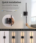 Slick Black Cordless Wall Sconces Set Of Two Wireless Led Accent Lamps With Smooth Stepless Dimming And Handy Remote installation guide.