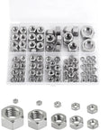 Hex Nuts Assortment Kit 150 Piece Set In 10 SAE Sizes Stainless Steel 304 shown in storage box