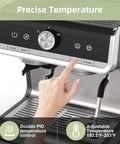 Pro 20 Bar Espresso Machine With Built In Conical Burr Grinder And Steam Wand adjusting double PID temperature control settings.