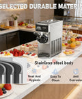 Heavy Duty Commercial Soft Serve Ice Cream Maker 450W Motor Smashes Out 60 Cups Daily No Sweat One Touch Clean on countertop.
