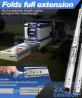 Heavy Duty Locking Drawer Slides With Full Extension Ball Bearing Rails, Side Mount, 180 Lb Capacity, shown in use
