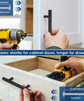 Installation of Matte Black 3 Inch Center To Center Cabinet Pulls Set Of 30 Stainless Steel Kitchen Handles on drawer and cabinet