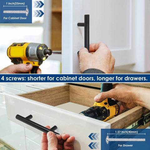 Installation of Matte Black 3 Inch Center To Center Cabinet Pulls Set Of 30 Stainless Steel Kitchen Handles on drawer and cabinet