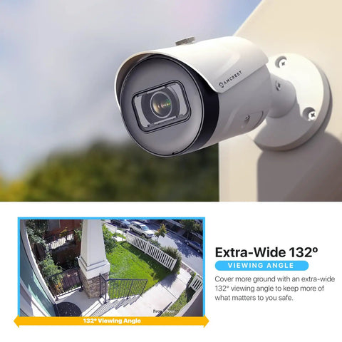 Outdoor PoE AI Security Camera With Dope 5MP 2592x1944 High Resolution, 132 Degree Viewing, mounted on wall