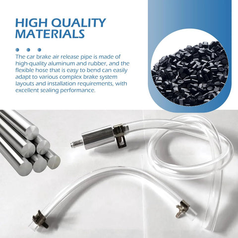 Two-piece brake bleeder hose kit with clear hoses and metal fittings for car brake bleeding, silver.