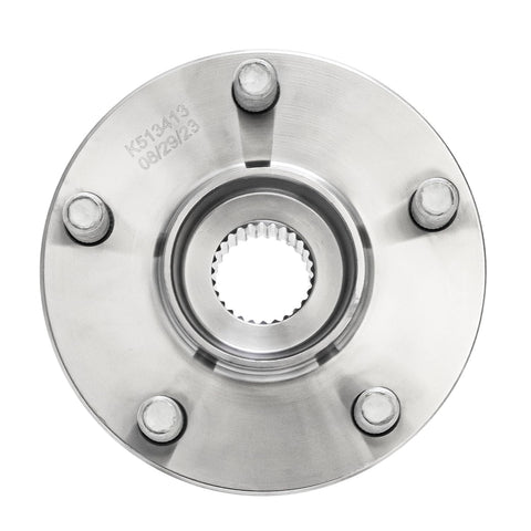 Front Two Piece Wheel Bearing Hubs Assembly For Subaru Crosstrek Forester Impreza And XV Crosstrek Replacement Set Two Wheel Bearing Hubs On Front Axle Ready To Roll, top view showing 5-bolt design