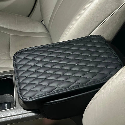 Pro Grade Diamond Quilted Armrest Pad For Tesla Cybertruck 2024 Through 2026 on center console, features ultra soft memory foam.