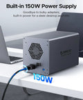 Heavy Duty Four Bay Aluminum Usb Three Zero External Hard Drive Enclosure Case With Rock Solid Rack Mount Design And Bad Ass Killer Storage Up To Eighty Eight Tera Bytes For Pro Video Editing And Massive Archives with 150W power supply