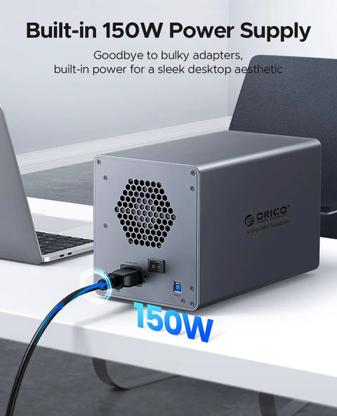 Heavy Duty Four Bay Aluminum Usb Three Zero External Hard Drive Enclosure Case With Rock Solid Rack Mount Design And Bad Ass Killer Storage Up To Eighty Eight Tera Bytes For Pro Video Editing And Massive Archives with 150W power supply