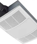 All In One Bathroom Exhaust Fan With Heater And LED Light Combo 110 CFM No Fuss Quiet 2 Sones Independent Or Unified Operation grill front view