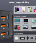 Ultra Fast 200W GaN USB C Charger Station With 6 Ports PPS PD 100W Type C Wall Charger Quick Charge Desktop All In One Power Hub