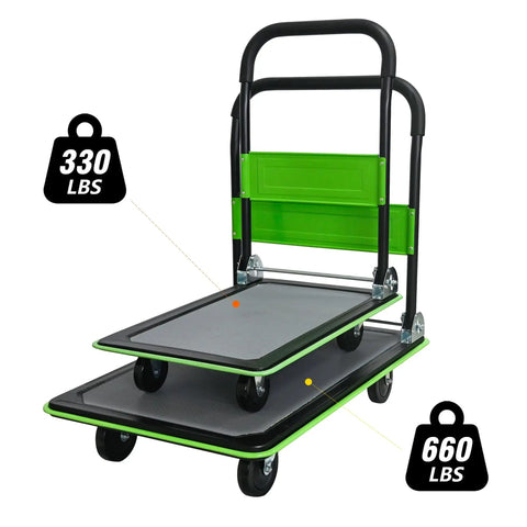 Heavy Duty Folding Platform Cart 330 Lbs Capacity Alloy Steel Hand Truck With Smooth Rolling Swivel Casters For Moving Warehouse Tasks And No Sweat Daily Hauling