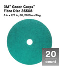 Green Corps Fiber Disc 36507 5 Inch By 7/8 Inch Ceramic Resin Bond Abrasive Disc 40 Plus Grit 20 Pack shown on white background