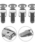Heavy Duty Stainless Steel Spring Loaded Toggle Latch Catch Clip For Secure Case Box And Cabinet Storage With Rust Resistant Build For Workshop Office And Tool Chest Projects, set of 4 clips from top view.