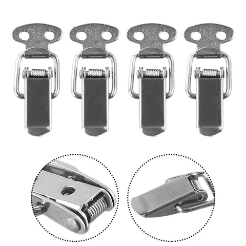 Heavy Duty Stainless Steel Spring Loaded Toggle Latch Catch Clip For Secure Case Box And Cabinet Storage With Rust Resistant Build For Workshop Office And Tool Chest Projects, set of 4 clips from top view.