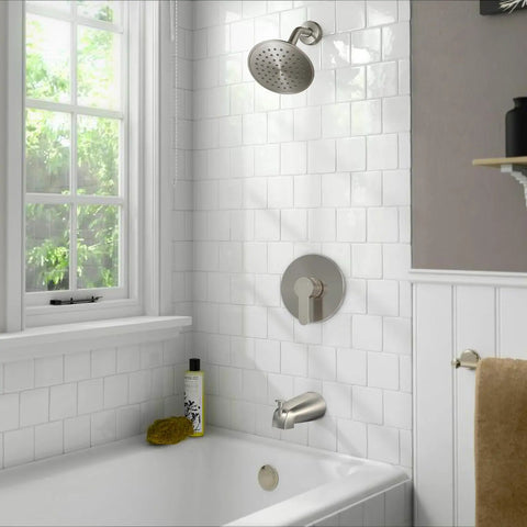 Tub And Shower Faucet Set With Valve In Brushed Nickel No Fuss Install, 6 Inch High Pressure Showerhead, Complete Bath Kit