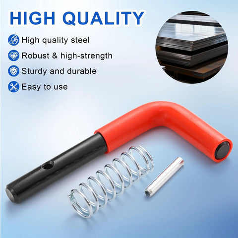 Snow Plow Stand Lock Pin Kit 67844 Compatible With Ultra Mount HTS Midweight Pro Plow Series With Handles, spring, and pin on display