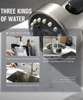 Pull Down Sprayer Kitchen Faucet With Single Handle In Brushed Nickel Finish, showing three water spray functions demo