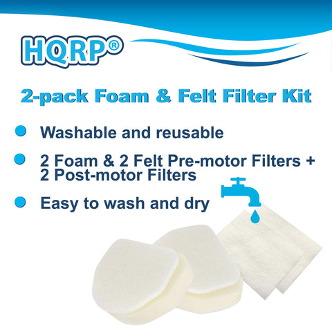 2 Pack Foam and Felt Vacuum Filter Kit for Shark Navigator NV100 NV105 NV106 UV300 with pre-motor and post-motor filters