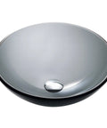Round Clear Black Glass Vessel Sink For Bathroom, 14 Inch Above-Counter Design, scratch-resistant surface