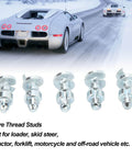 50 Pack Anti Slip Tire Thread Studs For Heavy Duty Traction On Loader Skid Steer Forklift Tractor Motorcycle And Off Road Vehicles Tungsten Steel Snow Screws With Aluminum Base Delivering Enhanced Grip And All Weather Safety shown with sports car in snowy background.