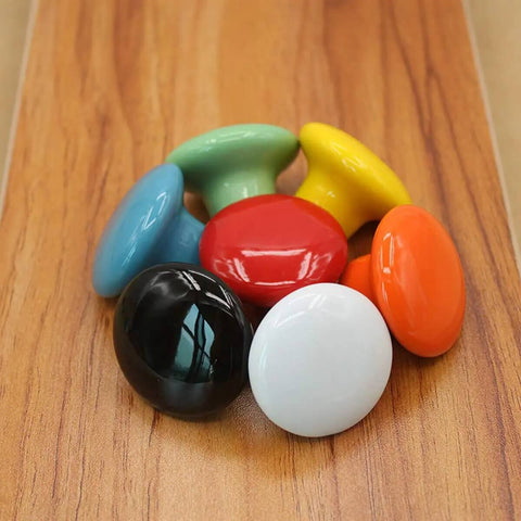 Absolute Game Changer Ceramic Mushroom Drawer Knobs And Cabinet Pull Handles Killer Aesthetic For Dressers And Kitchen Cupboards Rugged 15 Piece Set With Screws colorful ceramic mushroom cabinet knobs on wood