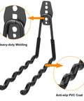 Close-up of Heavy Duty Garage Hooks Six Pack With Extra Hook For Added Security, dual arm design with anti-slip PVC coat.