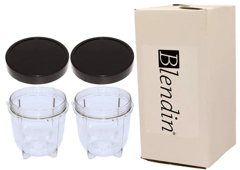 Replacement Short Cup With Stay Fresh Jar Lid For Magic Bullet Blenders 250W MB-1001 MB-1001B MBR-1101 MBR-1701 MBR-1702 MBR-0301 8oz Cup 2 Pack