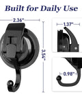 Heavy Duty Vacuum Suction Cup Hooks Black 2 Pack For Smooth Walls And Glass Zero Drama Mounting Hella Strong Suction Grip No Drill Needed For Bathroom Kitchen Setup And Dope Home Storage Solutions with measurements.