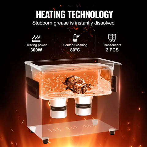 3 Liter Ultrasonic Cleaner Machine With Digital Screen And Integrated Heater, 40khz Straight Up Powerhouse That Scrubs Gunk Right Off, Squeaky Clean Setup For Rings Glasses Retainers with heated cleaning.