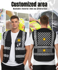 Grind Ready High Visibility Safety Vest With Heavy Duty Reflective Panels Custom Brand Logo Durable Unisex Work Gear For Contractors and Highway Crews Black Pink, front and back view showing customizable areas.