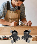 Carpenter using stainless steel adjustable drawer front clamps set for quick no-fuss, secure install in furniture making.
