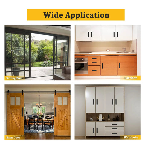 Wide application of 2 Pack Barn Door Pulls 5 Inch Long Base Handles for sliding door, kitchen, barn door, and wardrobe