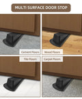 Black Rubber Door Stopper Wedge 2-Pack Heavy Duty Floor Door Stops for Carpet Tile Wood Gaps Up to 1.2 Inch on various floors
