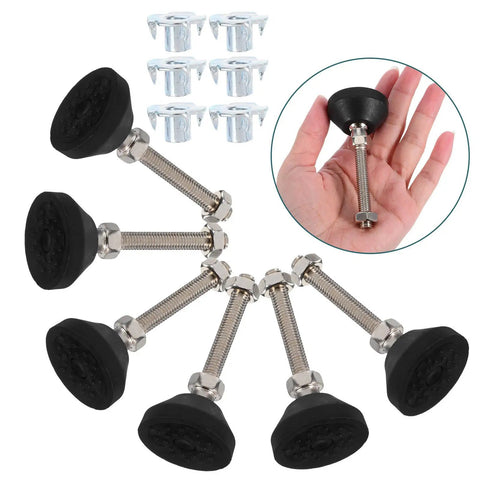 Adjustable Furniture Leveling Feet 40mm Base 6 Pack Black Nylon and Alloy Durable Height Adjustable Stabilizers for Tables and Beds to Level Uneven Floors Heavy Duty and Easy to Install Like a Pro black leveling feet with bolts