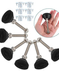 Six Piece Adjustable Furniture Leveling Feet Featuring Legit Heavy Duty Nylon Bases And Swivel Height Adjustments.