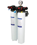 Top Drawer Heavy Duty High Flow Water Filter System Built Like A Tank For Quick Chloramine Removal And Smooth Cold Beverage Pour With No Drama Five Micron Filtration, dual filter setup with pressure gauge.