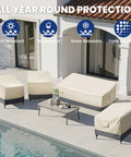 Outdoor furniture with heavy duty waterproof outdoor chair covers 2 pack for patio chairs like swivel rocking Adirondack tough as nails tear resistant weatherproof with air vents 33 W x 35 D x 38.5 H shown by poolside.