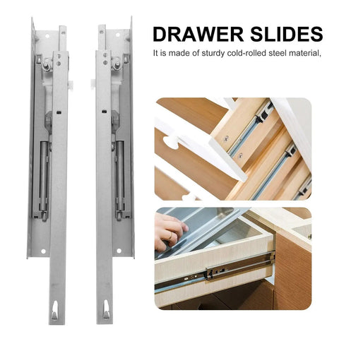 Two pack undermount drawer slides with soft close damping for no slam quiet smooth glide cabinet rails ideal for kitchen drawers