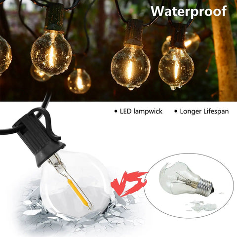 100ft Outdoor String Lights With Shatterproof LED Globes, Weatherproof Patio Lighting For Exterior And Indoor Use, UL Listed